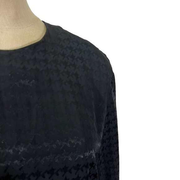 & Other Stories women's blouse 6 black long sleeve houndstooth keyhole back - Picture 2 of 9